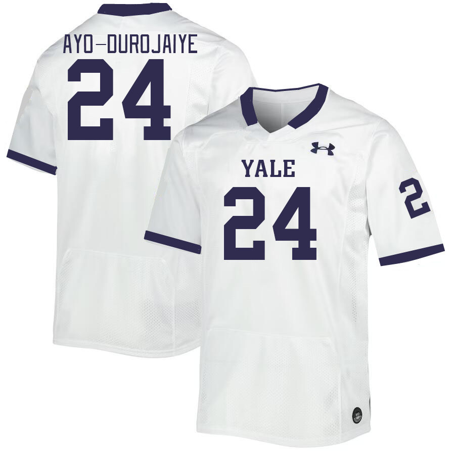 Men-Youth #24 Inumidun Ayo-Durojaiye Yale Bulldogs 2023 College Football Jerseys Stitched-White